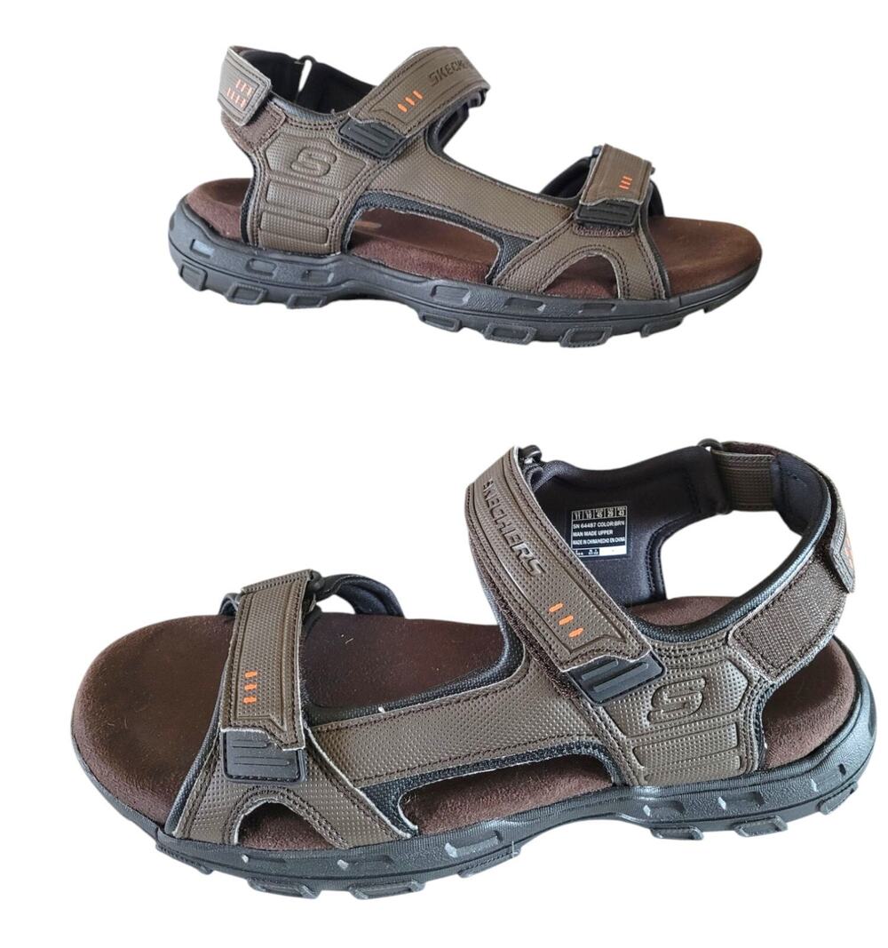Skechers Mens SZ 11 Garver Louden Brown Outdoor Sandals Adjustable Relaxed Fit